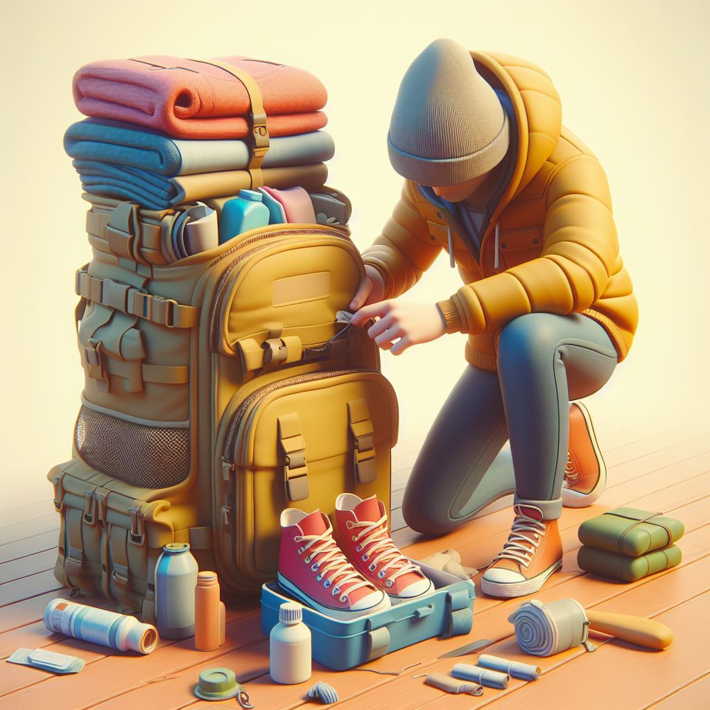knapsack - a bag carried on the back or over the shoulder, used especially by people who go walking or climbing for carrying food, clothes, etc.